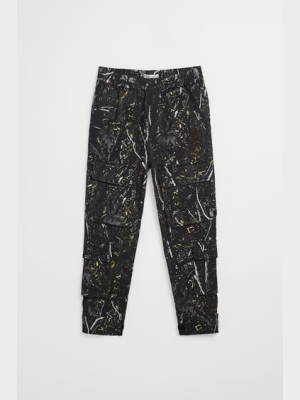 Leaf Print Cargo Pants