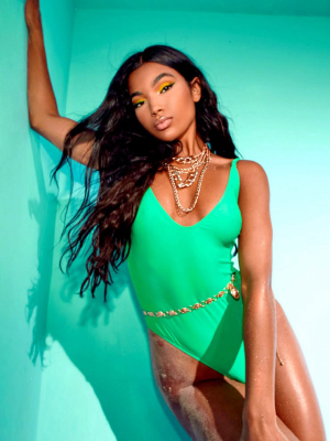 Green Basic Low Scoop Swimsuit