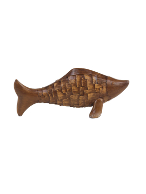 6" X 14" Decorative Coastal Fish Sculpture Brown - Olivia & May