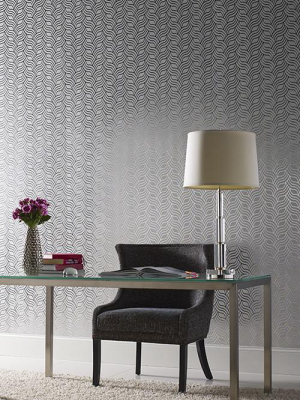 Interlocking Geo Wallpaper In Quicksilver And Pale Grey By York Wallcoverings