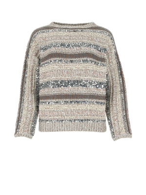 Brunello Cucinelli Striped Sequinned Sweater