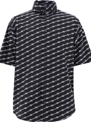 Balenciaga All Over Logo Short-sleeve Shirt