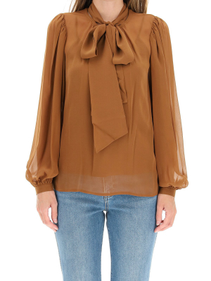 Tory Burch Bow-detailed Puff Sleeve Blouse