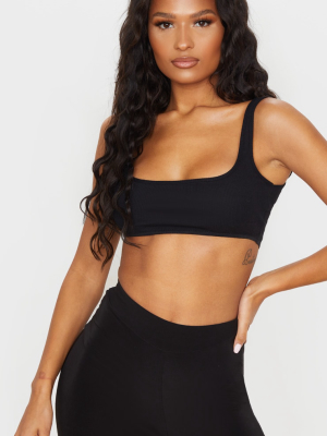 Black Rib Extreme Scoop Neck Bralet