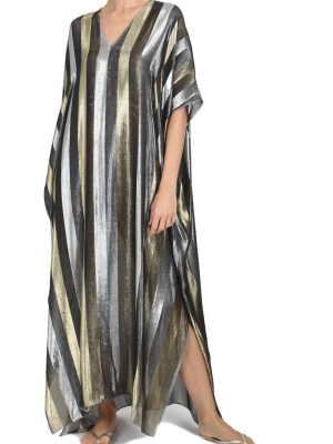 Metallic Stripe Boubou Caftan