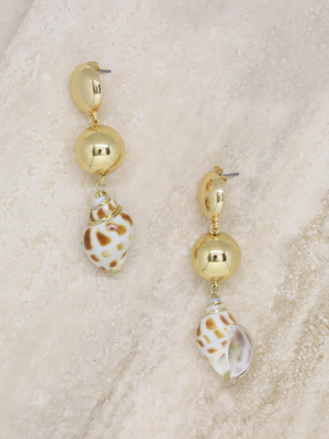 Conch Shell 18k Gold Plated Drop Earrings