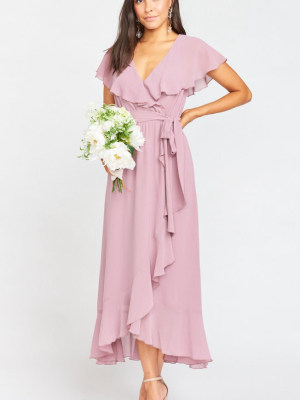 Jess Ruffle Midi Dress ~ Antique Rose Chiffon