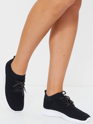 Black Basic Knitted Sneakers