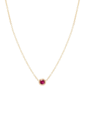 Zoe Chicco Bezel Set Ruby Necklace In Yellow Gold