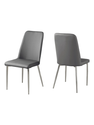 Dining Chair - Gray Leather & Chrome - Everyroom