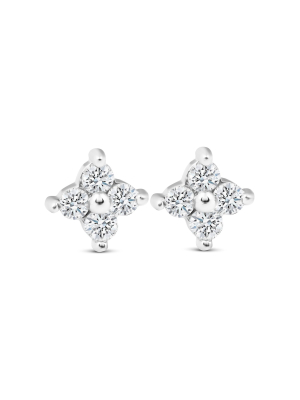 Pompeii3 1/2ct Diamond Eight-stone Star Burst Studs 14k White Gold