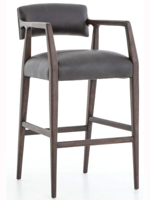 Tyler Leather Bar Stool, Chaps Ebony