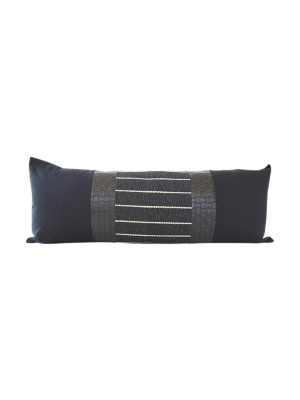 Mixed: Evie / Faux Basketweave Leather Extra Long Lumbar Pillow - 14x36