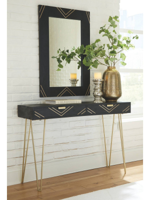 Coramont Console Table With Mirror Black/gold Finish - Signature Design By Ashley