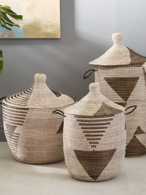 Graphic Woven Baskets - Black/white