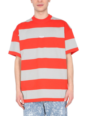 Msgm Embroidered Logo Striped T-shirt