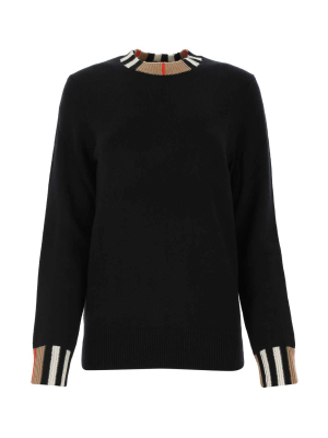 Burberry Icon Stripe Trim Knit Jumper