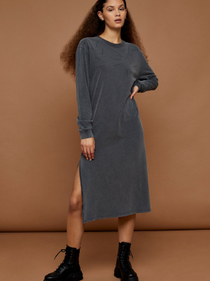 Undertone Charcoal Gray Distressed T-shirt Dress
