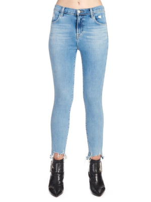 J Brand Distressed-hem Skinny Jeans