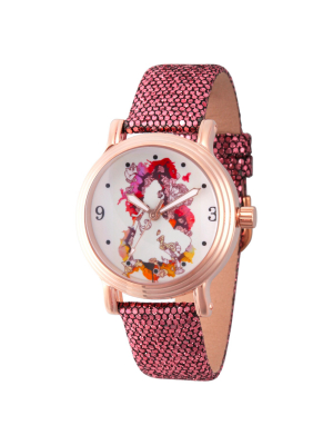 Women's Disney Princess Belle Rose Gold Vintage Alloy Watch- Purple