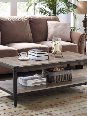 Angle Iron Rustic Wood Coffee Table - Saracina Home