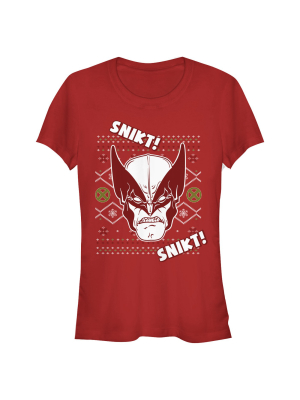 Junior's Marvel X-men Wolverine Snikt Ugly Sweater T-shirt