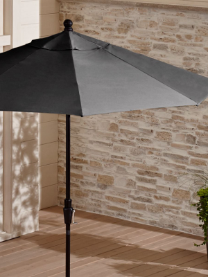 9' Round Sunbrella ® Charcoal Patio Umbrella With Tilt Black Frame