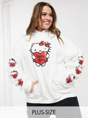 New Girl Order Curve X Hello Kitty Oversized Hoodie With Sleeve & Chest Graphic