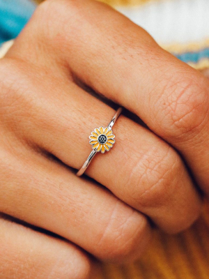 Enamel Sunflower Ring