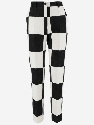 Dolce & Gabbana Checkerboard High Waist Pants