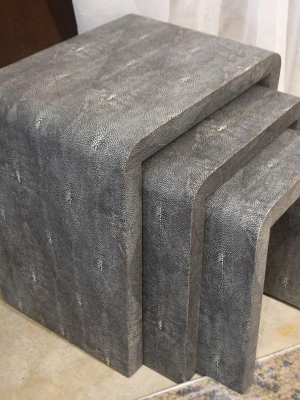 Harlow Nesting Tables Cool Gray Faux Shagreen