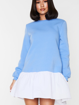 Cornflour Blue Poplin Drop Frill Hem Sweat...