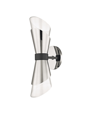 Angie 2 Light Wall Sconce - Polished Nickel/black