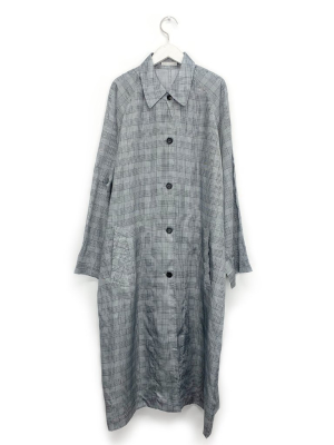 Grey Plaid Raglan Trench