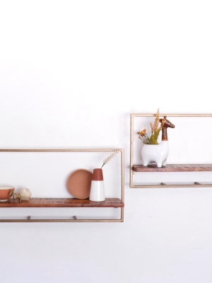 Modernist Gold Framed Shelf Set