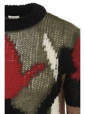 Saint Laurent Intarsia Camouflage Sweater