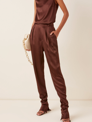 Double-faced Satin High-waisted Pleated Trousers