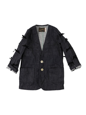 Navy Ribbon Denim Jacket