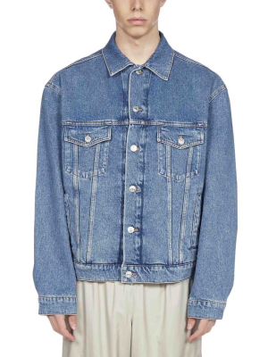 Balenciaga Languages Print Oversized Denim Jacket