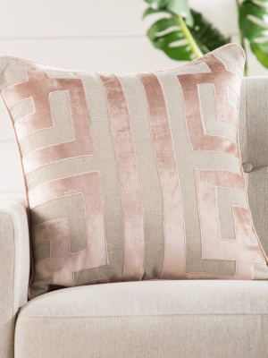 Ordella Beige & Pink Geometric Throw Pillow