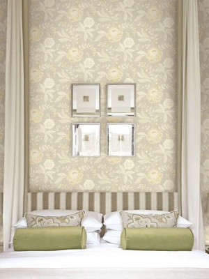 Shimmer Floral Wallpaper In Grey And Gold By Seabrook Wallcoverings