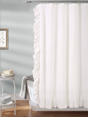 Reyna Solid Shower Curtain White - Lush Décor