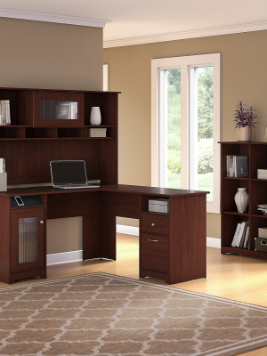 Bush Furniture Cabot L Shaped Desk With Hutch And 6 Cube Organizer, Harvest Cherry Cab004hvc