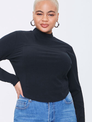 Plus Size Ribbed Knit Crop Top