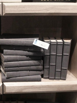 Linen Decorative Books In Charcoal Gray Set Of 12