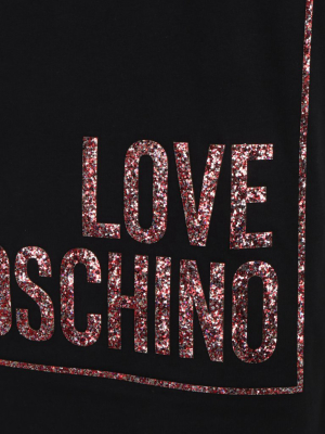 Love Moschino Glitter Logo Printed T-shirt