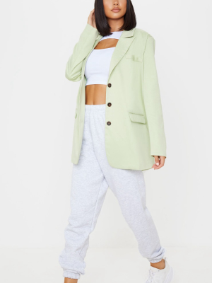 Apple Green Oversized Woven Blazer