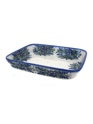 Blue Rose Polish Pottery Hyacinth Medium Rectangular Baker