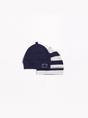 Navy Stripe Beanies – 2 Pack