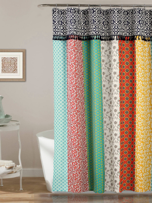 Geometric Boho Patch Shower Curtain - Lush Décor